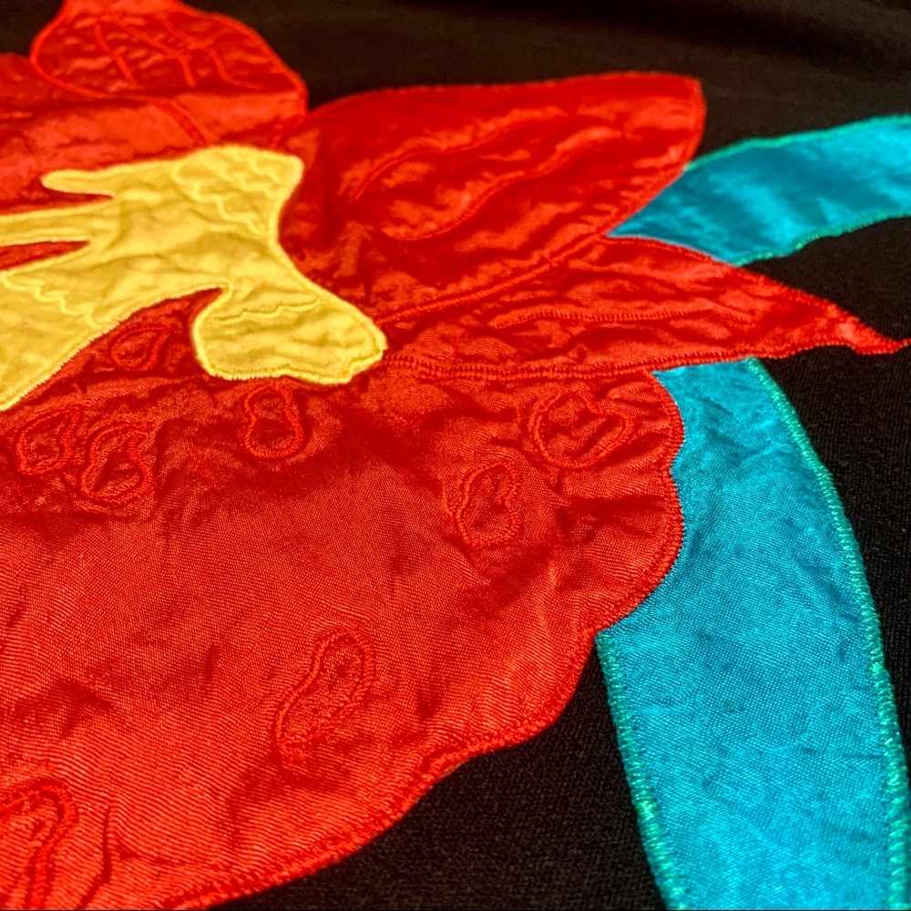Vintage 80's Tropical Floral Large Print Embroidered Top - Picture 4 of 8